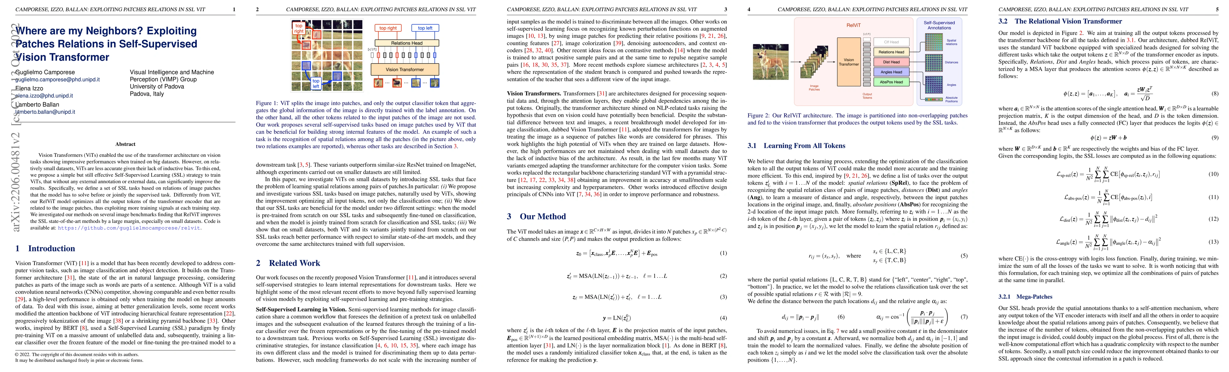 Thumbnail for Where are my Neighbors? Exploiting Patches Relations in Self-Supervised
  Vision Transformer
