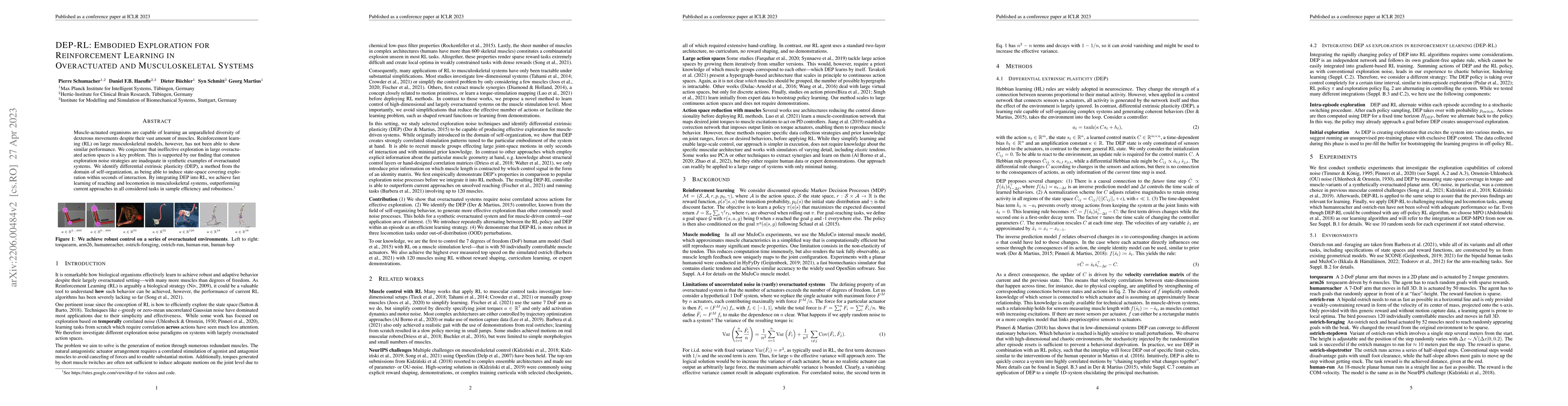 Thumbnail for DEP-RL: Embodied Exploration for Reinforcement Learning in Overactuated
  and Musculoskeletal Systems