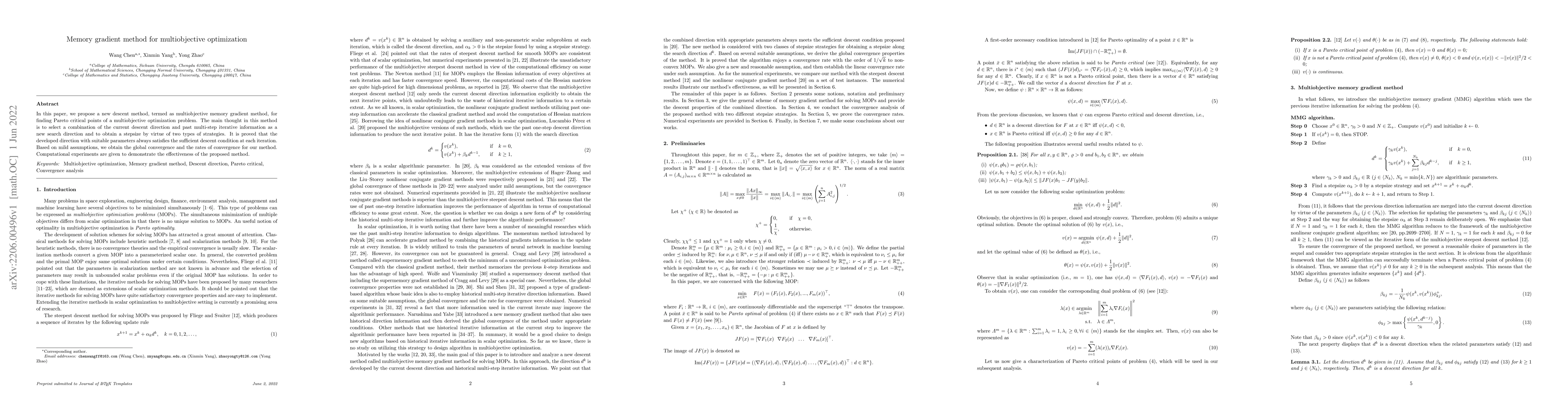 Thumbnail for Memory gradient method for multiobjective optimization