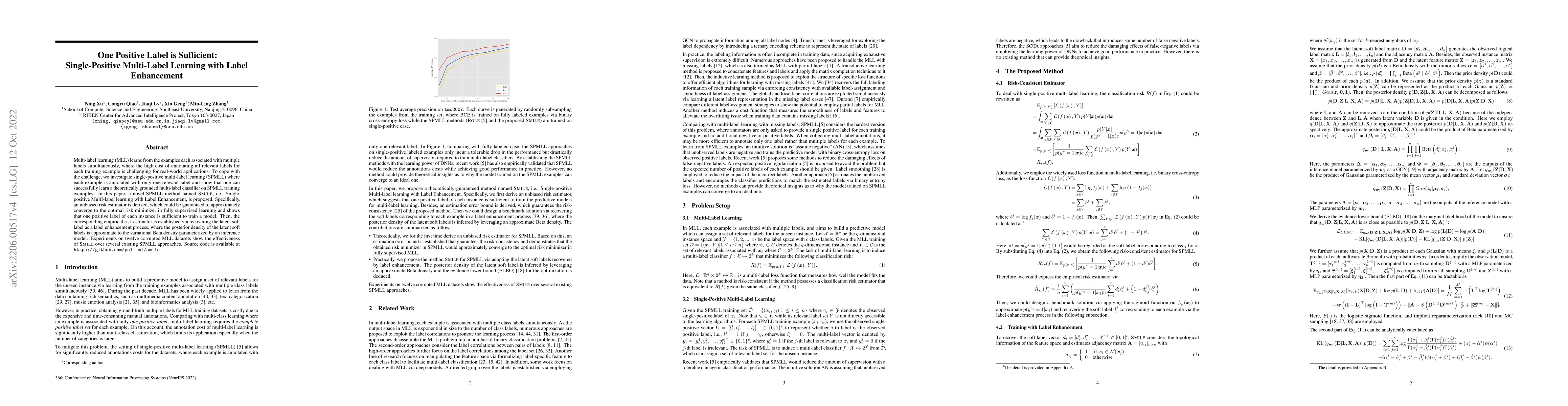 Thumbnail for One Positive Label is Sufficient: Single-Positive Multi-Label Learning
  with Label Enhancement