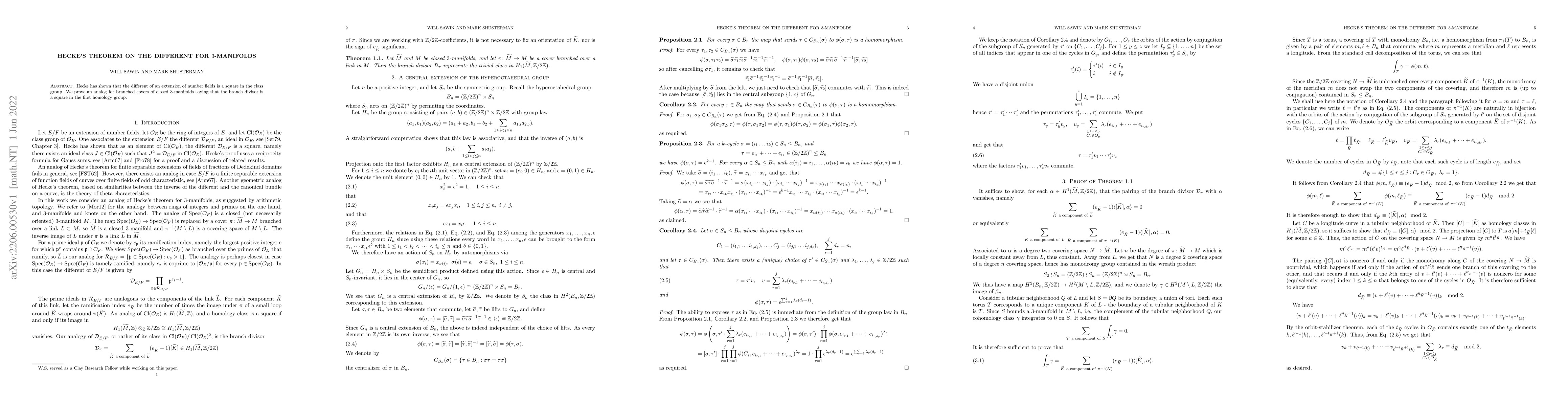Thumbnail for Hecke's Theorem on the Different for $3$-Manifolds