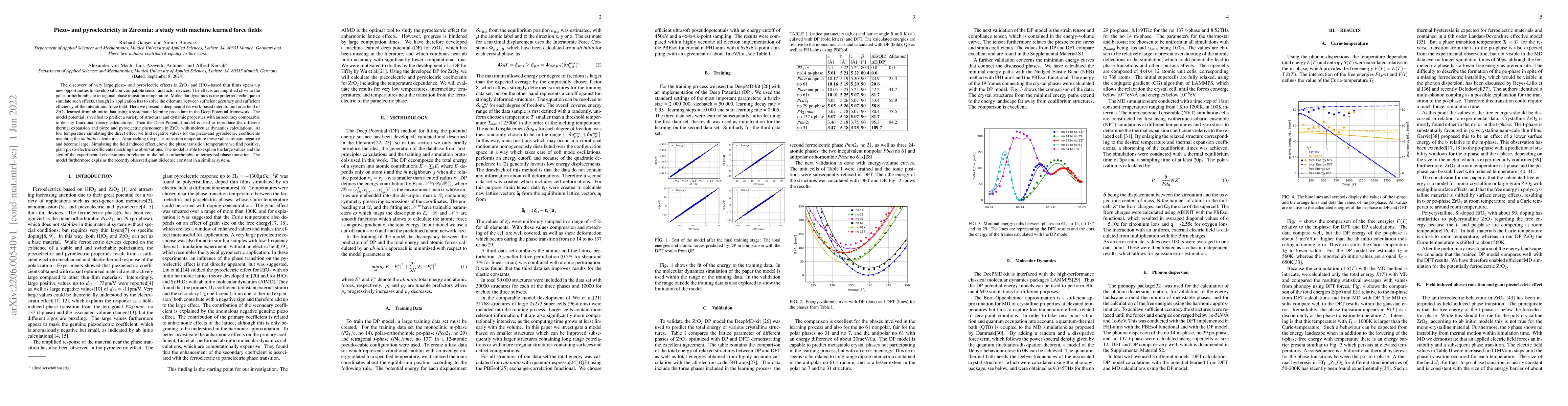 Thumbnail for Piezo- and pyroelectricity in Zirconia: a study with machine learned
  force fields