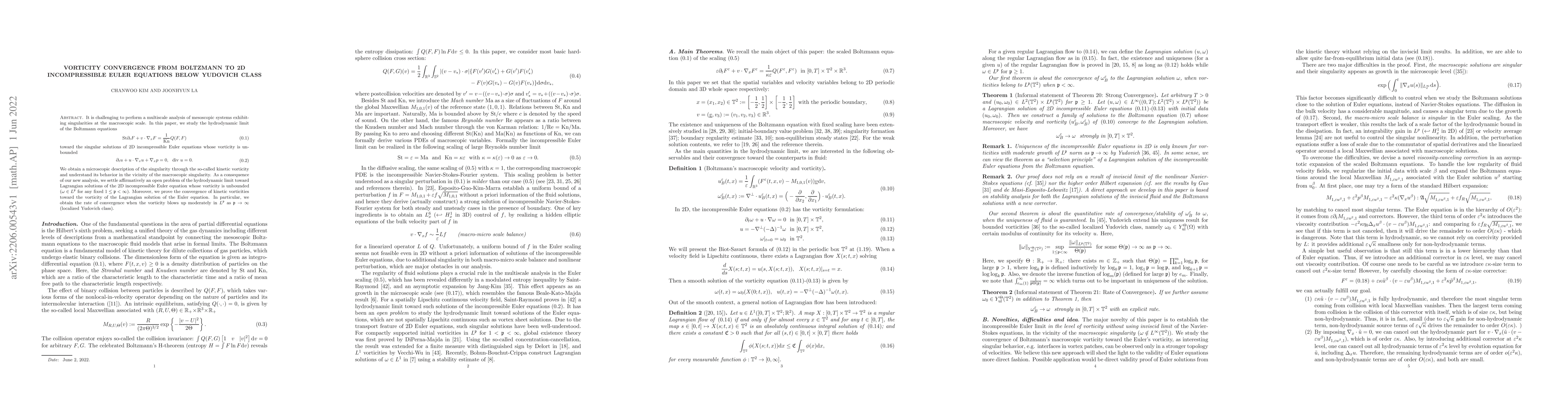 Thumbnail for Vorticity convergence from Boltzmann to 2D incompressible Euler
  equations below Yudovich class