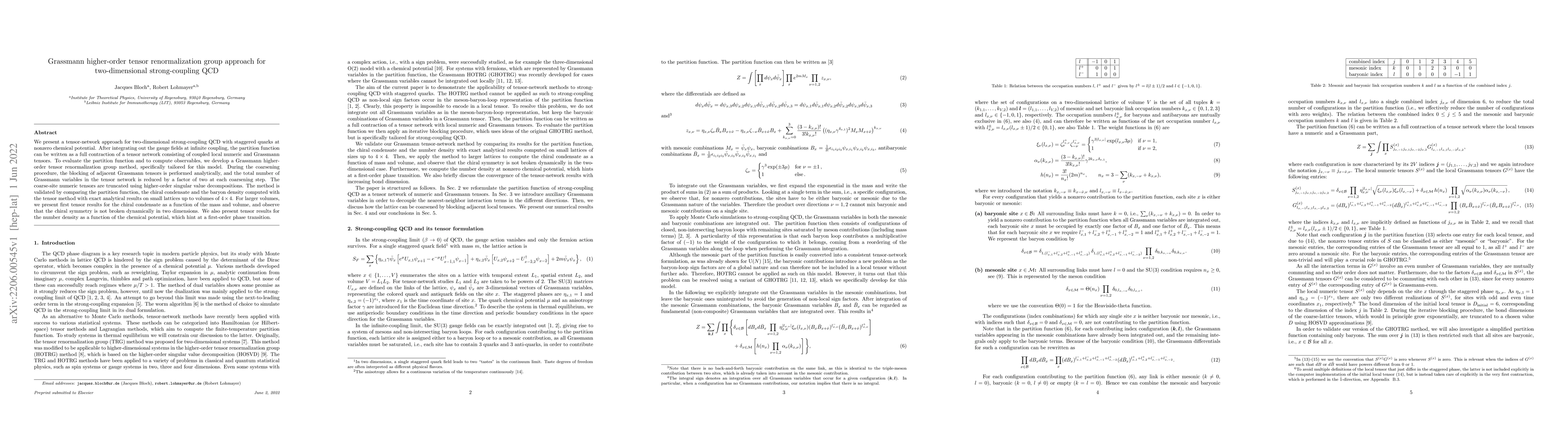 Thumbnail for Grassmann higher-order tensor renormalization group approach for
  two-dimensional strong-coupling QCD