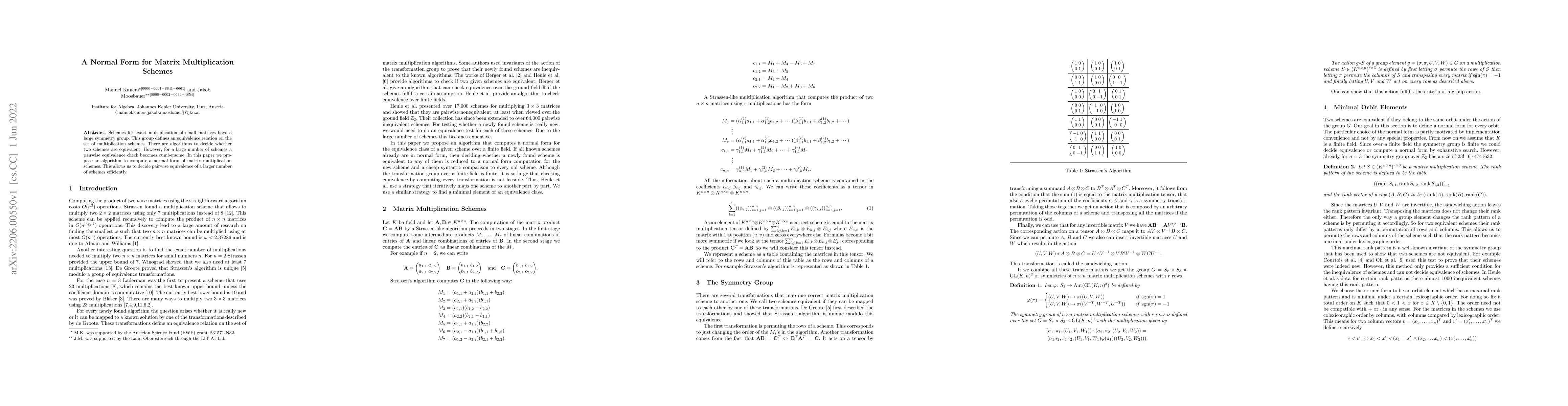 Thumbnail for A Normal Form for Matrix Multiplication Schemes
