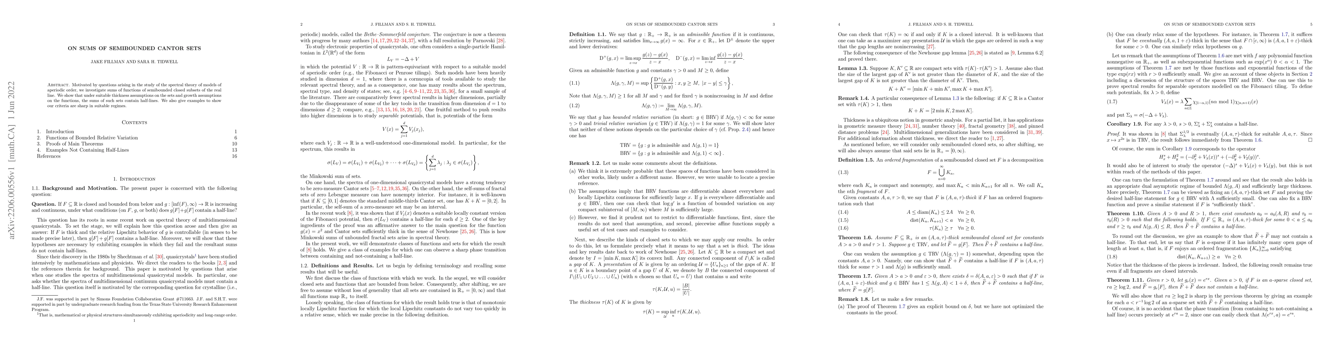 Thumbnail for On Sums of Semibounded Cantor Sets