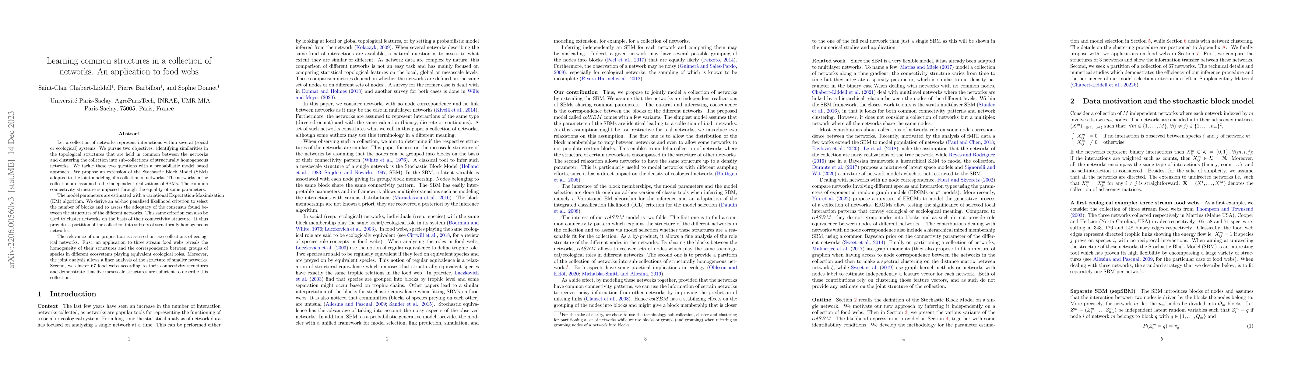Thumbnail for Learning common structures in a collection of networks. An application
  to food webs
