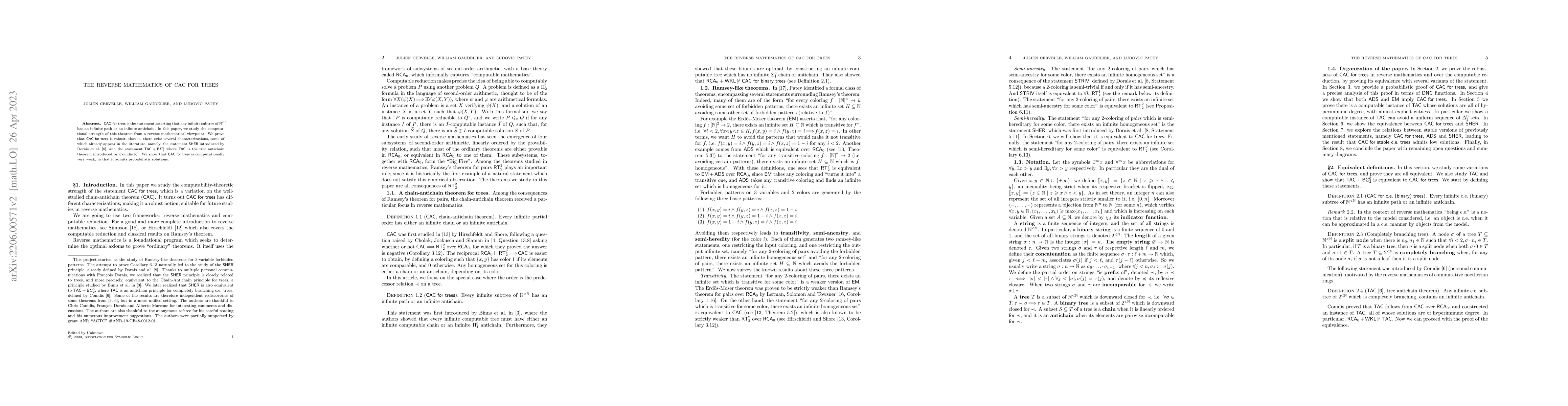 Thumbnail for The Reverse Mathematics of CAC for trees