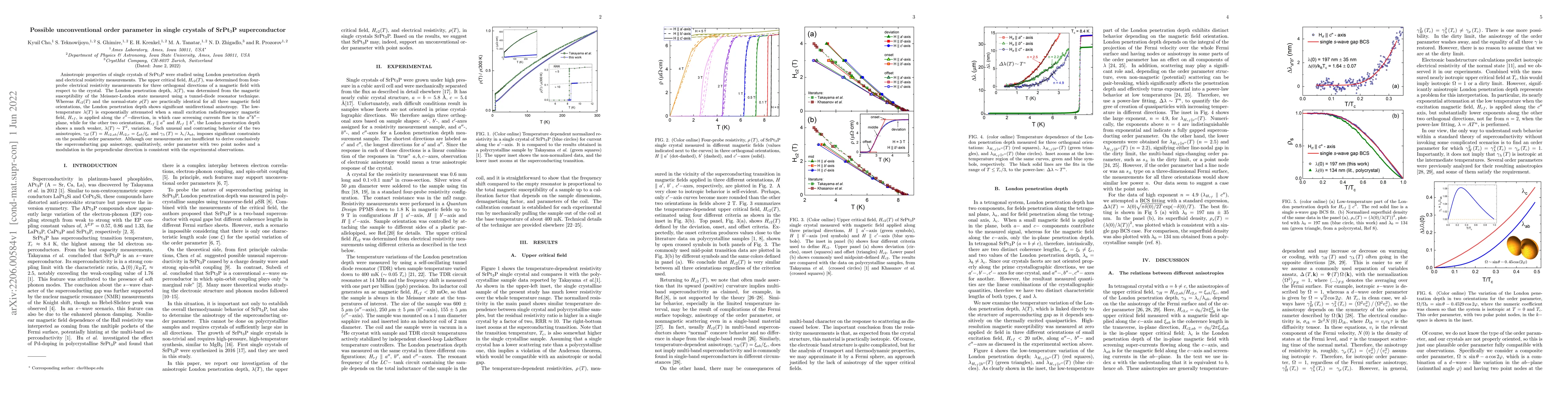 Thumbnail for Possible unconventional order parameter in single crystals of SrPt$_3$P
  superconductor