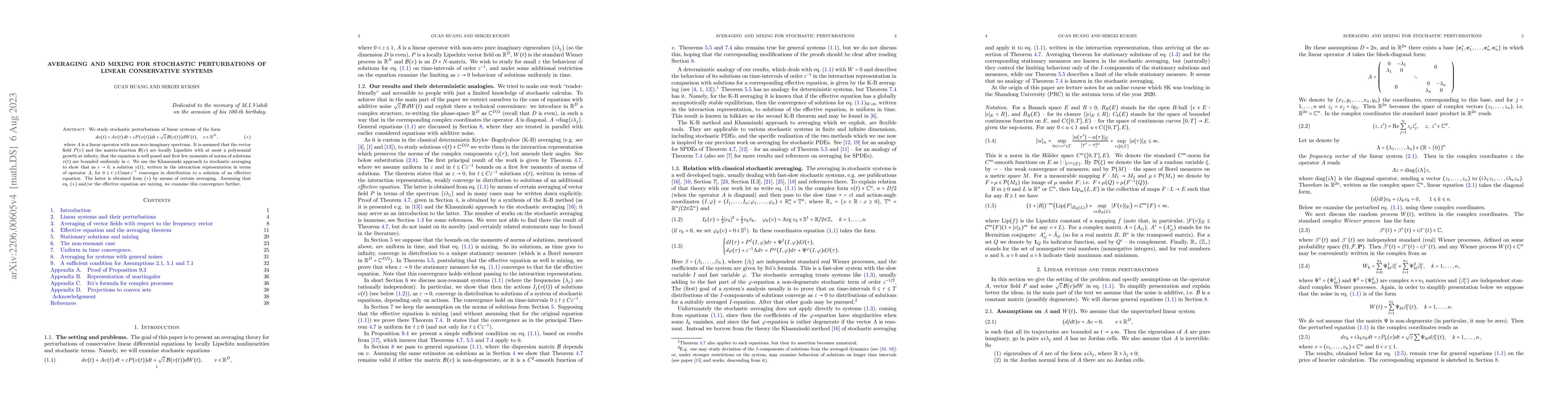 Thumbnail for Averaging and mixing for stochastic perturbations of linear conservative
  systems