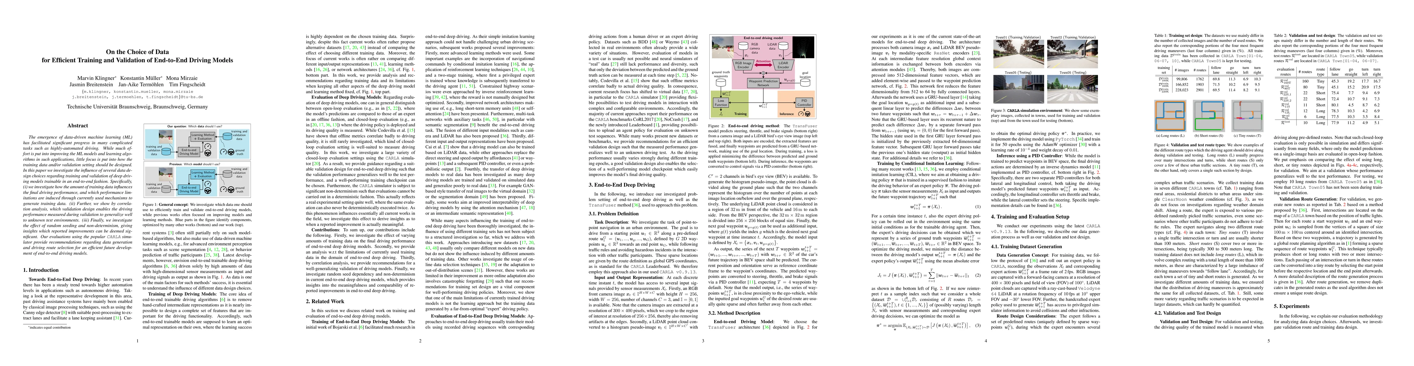 Thumbnail for On the Choice of Data for Efficient Training and Validation of
  End-to-End Driving Models