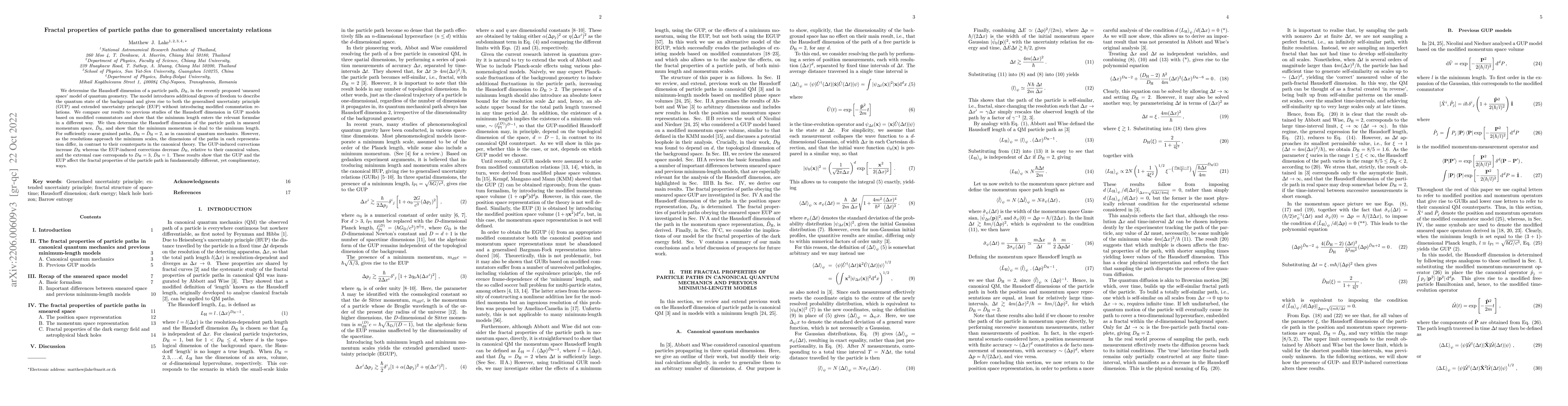 Thumbnail for Fractal properties of particle paths due to generalised uncertainty
  relations