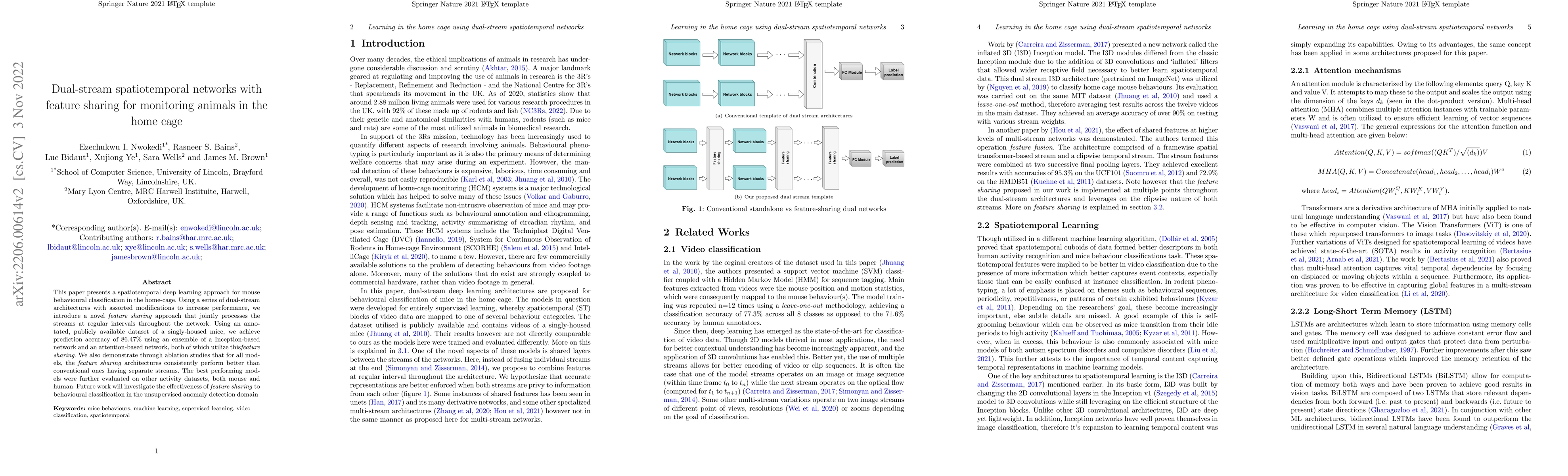 Thumbnail for Dual-stream spatiotemporal networks with feature sharing for monitoring
  animals in the home cage