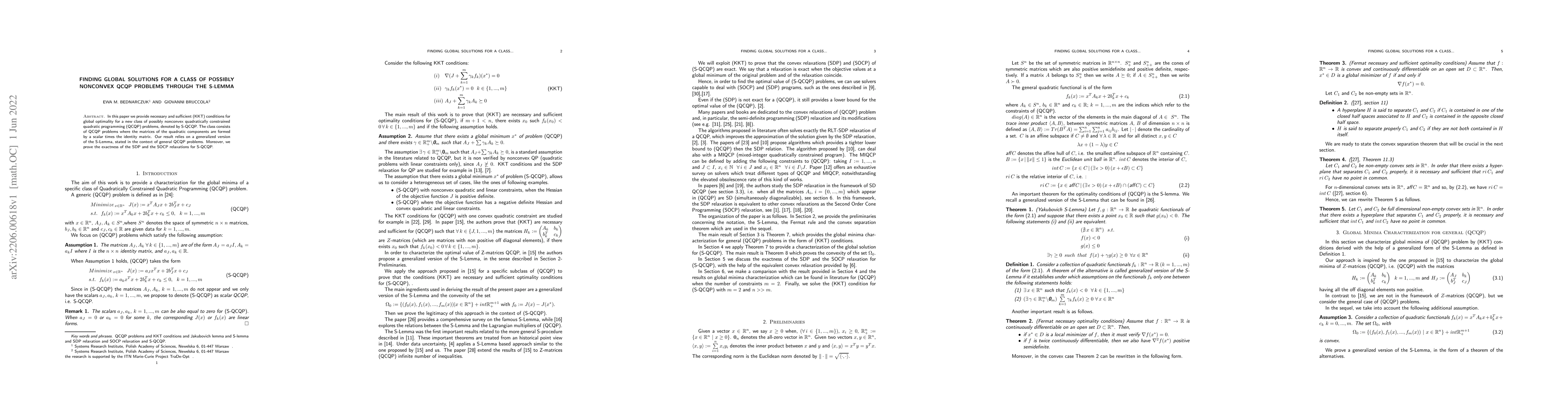 Thumbnail for Finding global solutions for a class of possibly nonconvex QCQP problems
  through the S-lemma