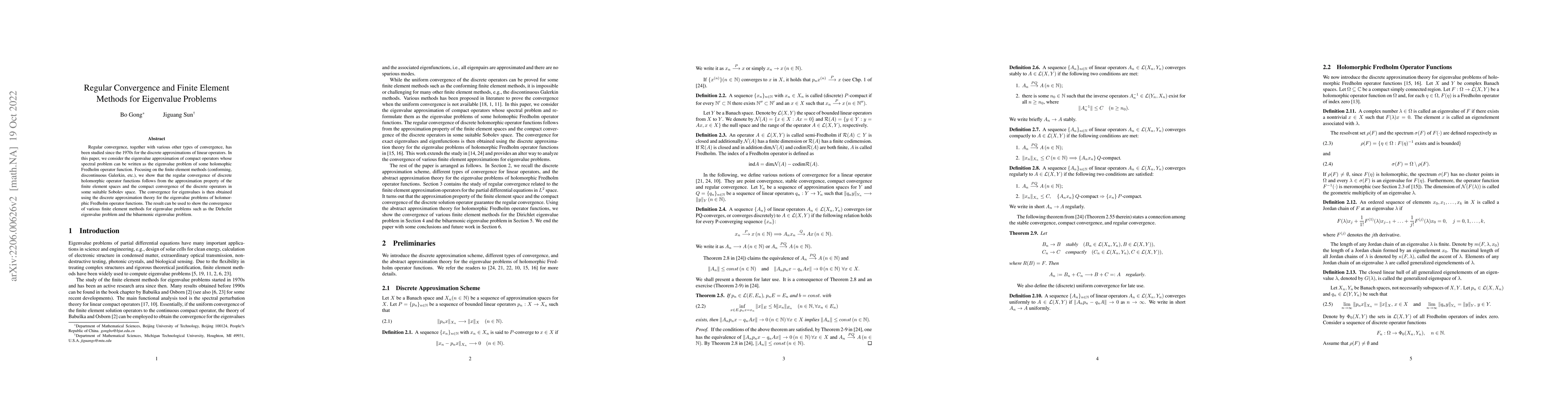 Thumbnail for Regular Convergence and Finite Element Methods for Eigenvalue Problems