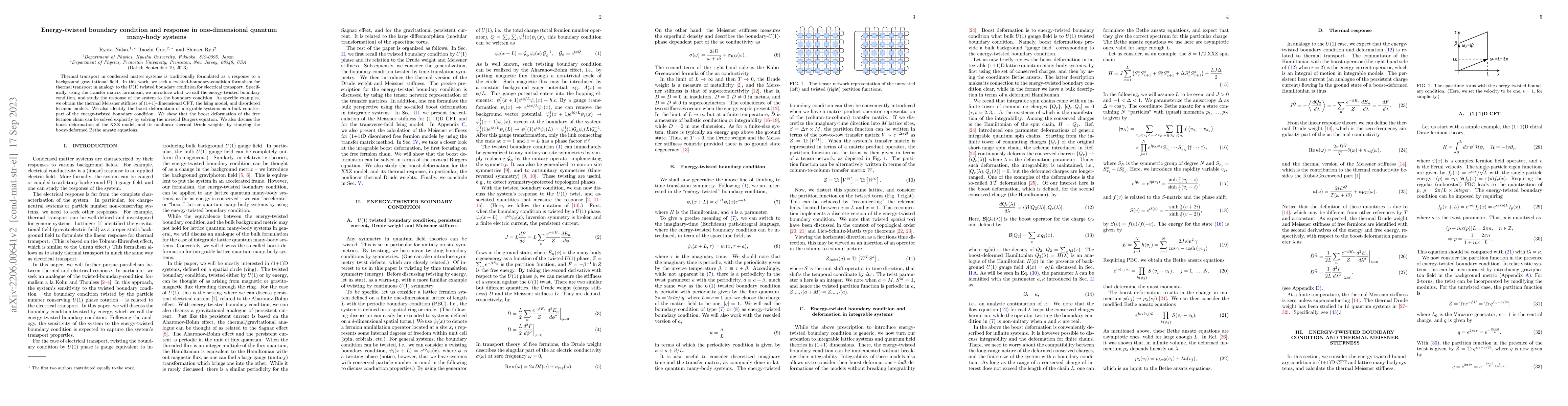 Thumbnail for Energy-twisted boundary condition and response in one-dimensional
  quantum many-body systems