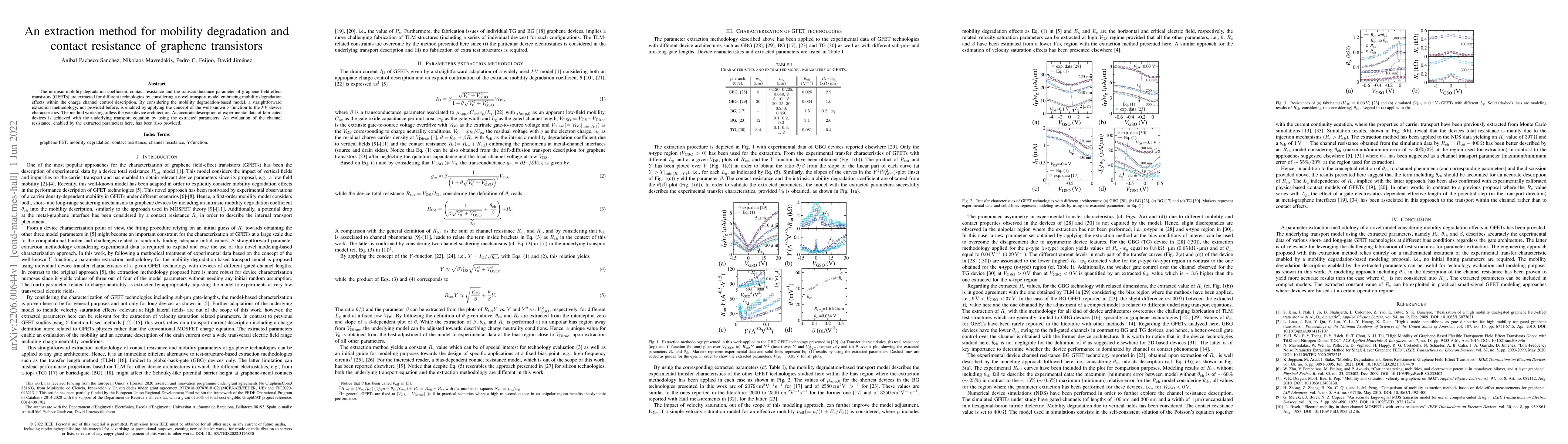 Thumbnail for An extraction method for mobility degradation and contact resistance of
  graphene transistors