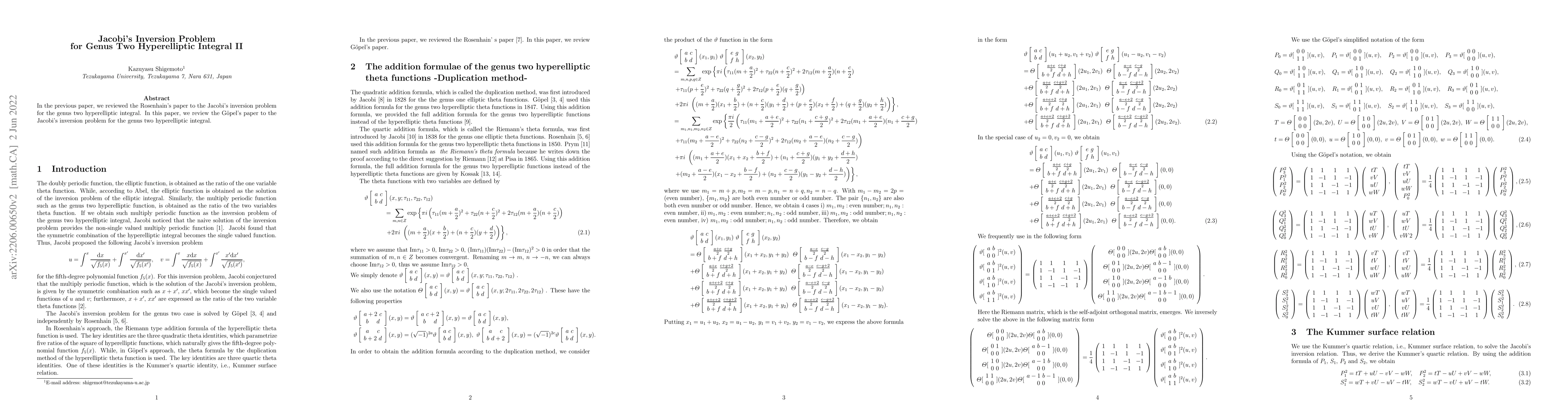 Thumbnail for Jacobi's Inversion Problem for Genus Two Hyperelliptic Integral II