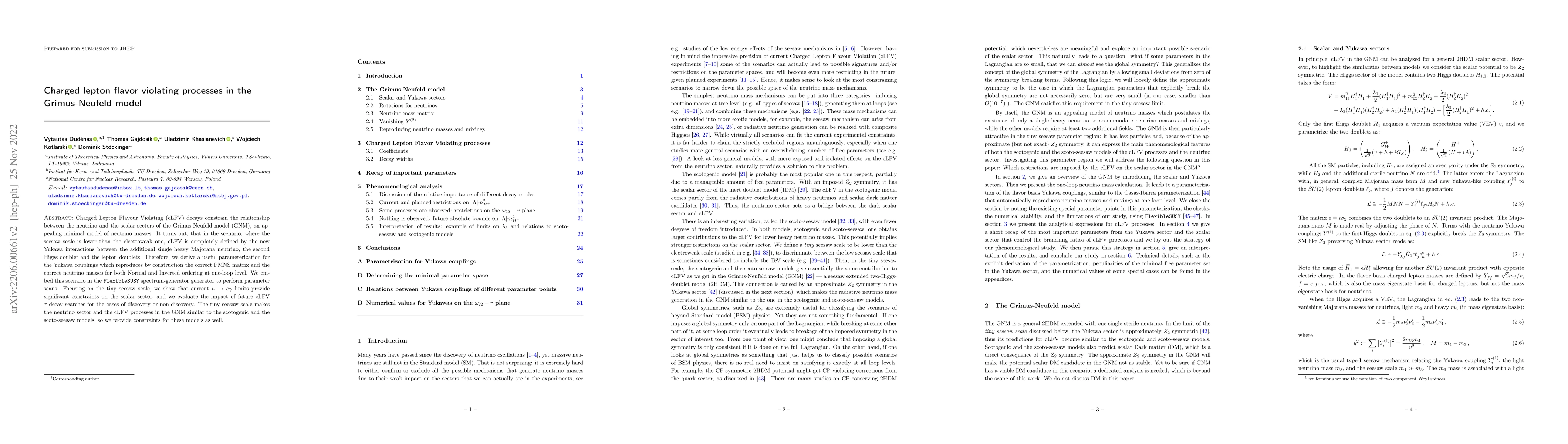 Thumbnail for Charged lepton flavor violating processes in the Grimus-Neufeld model