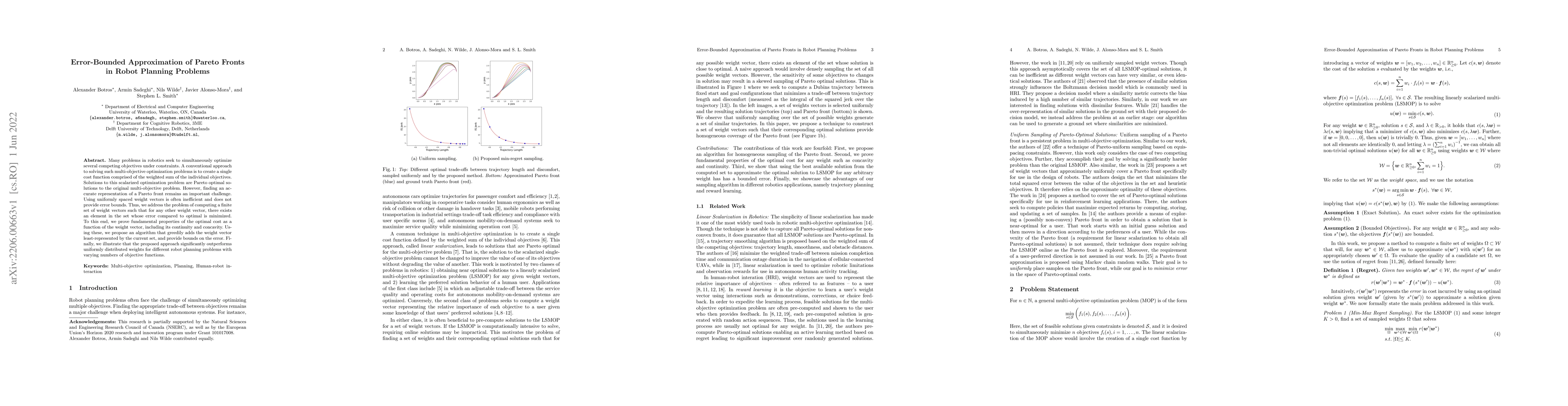 Thumbnail for Error-Bounded Approximation of Pareto Fronts in Robot Planning Problems