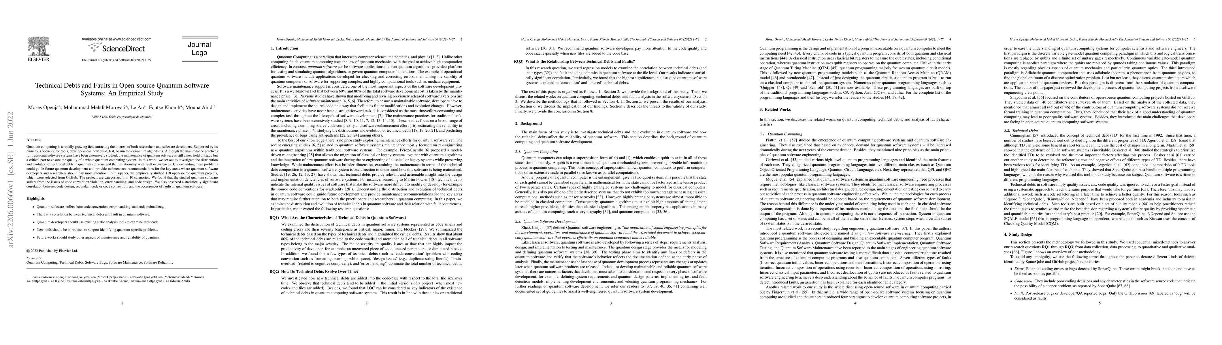 Thumbnail for Technical Debts and Faults in Open-source Quantum Software Systems: An
  Empirical Study