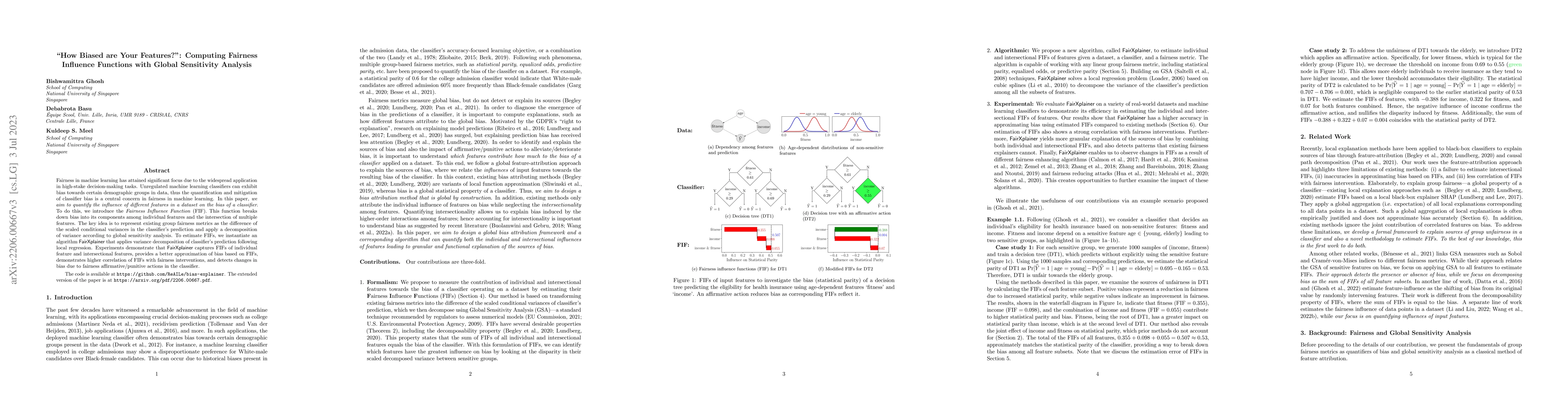 Thumbnail for How Biased are Your Features?: Computing Fairness Influence Functions
  with Global Sensitivity Analysis