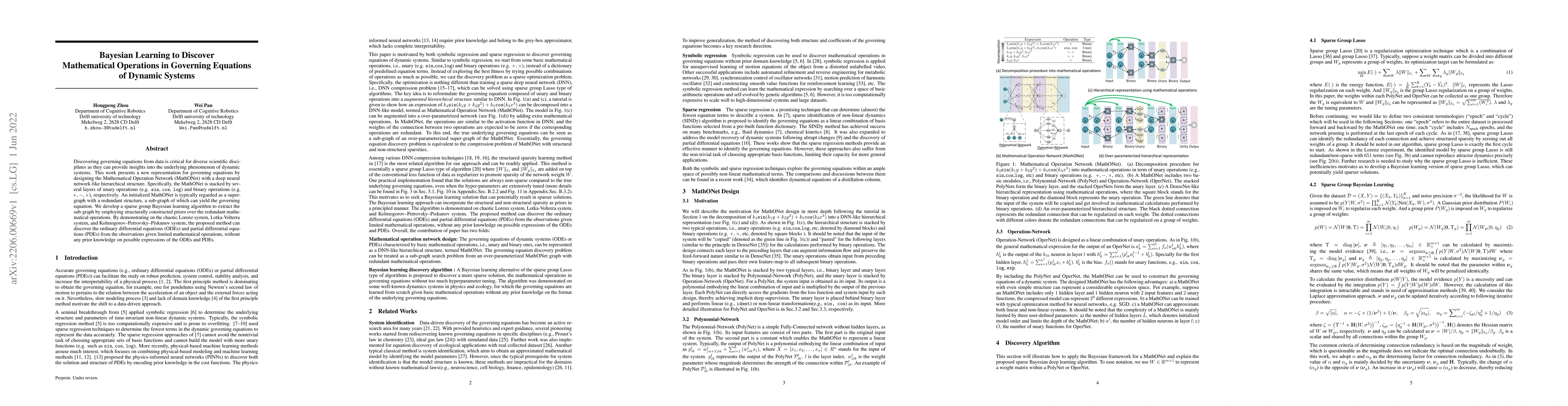 Thumbnail for Bayesian Learning to Discover Mathematical Operations in Governing
  Equations of Dynamic Systems