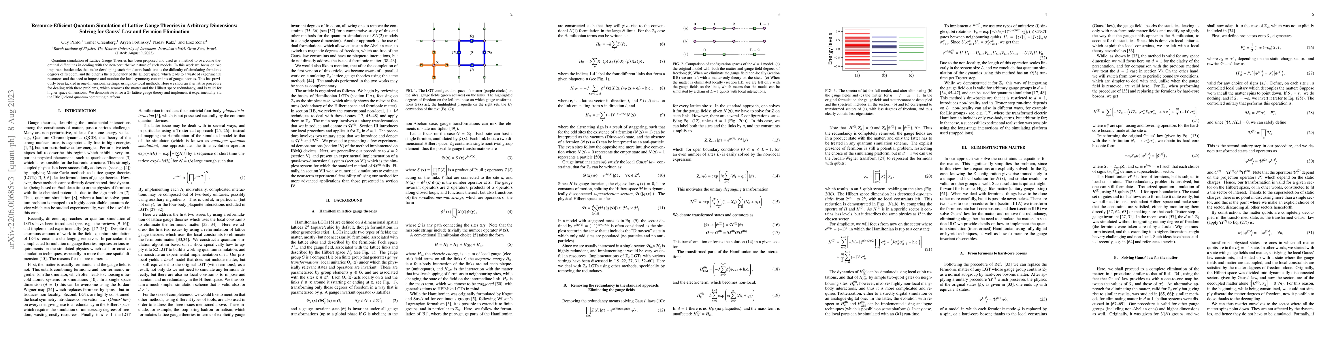 Thumbnail for Resource-Efficient Quantum Simulation of Lattice Gauge Theories in
  Arbitrary Dimensions: Solving for Gauss' Law and Fermion Elimination
