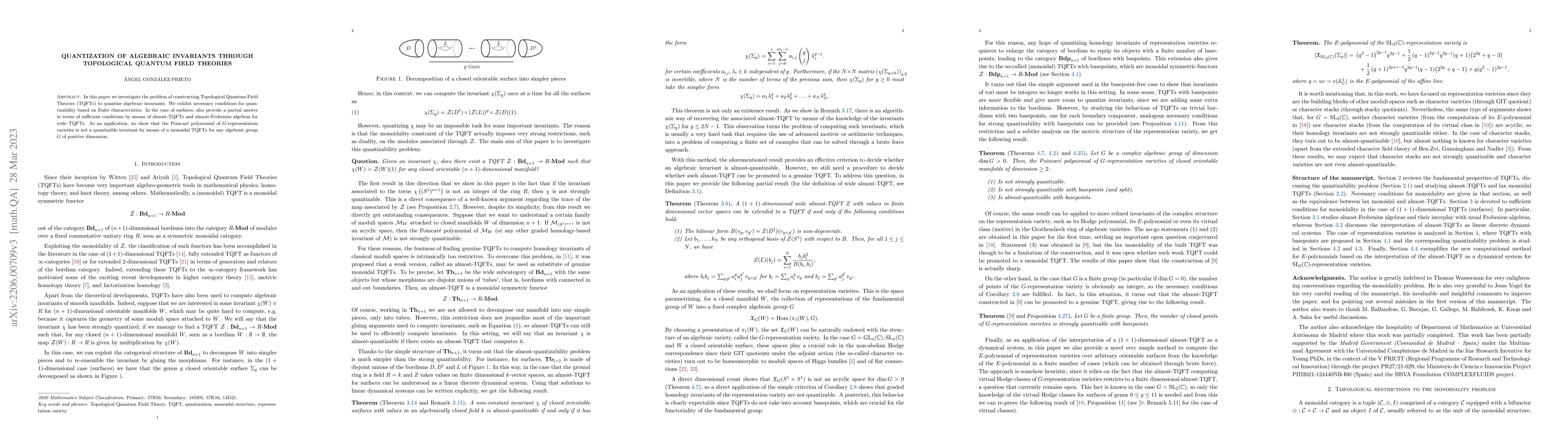 Thumbnail for Quantization of algebraic invariants through Topological Quantum Field
  Theories