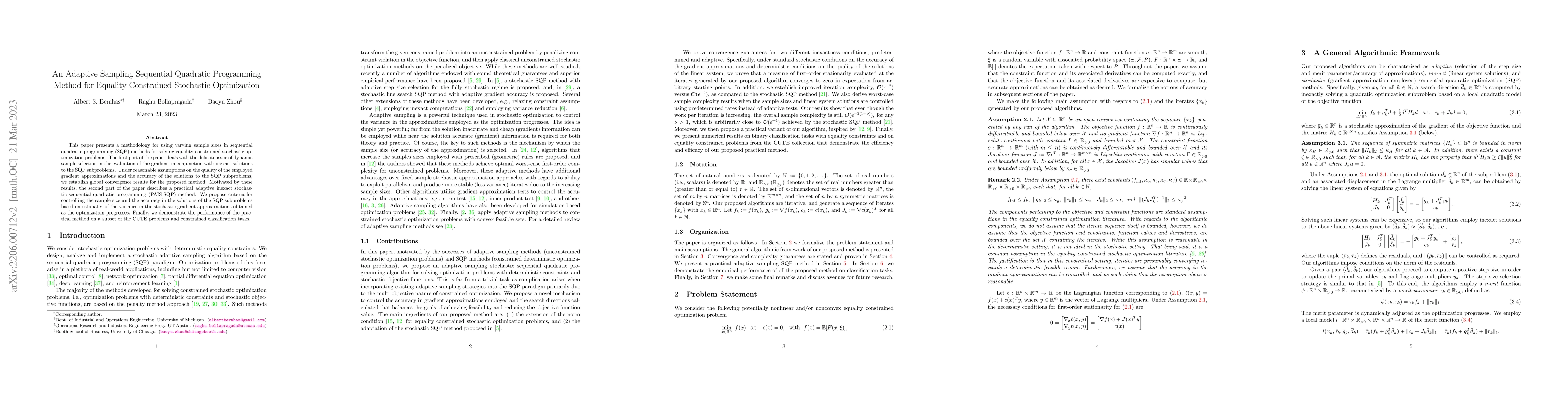 Thumbnail for An Adaptive Sampling Sequential Quadratic Programming Method for
  Equality Constrained Stochastic Optimization