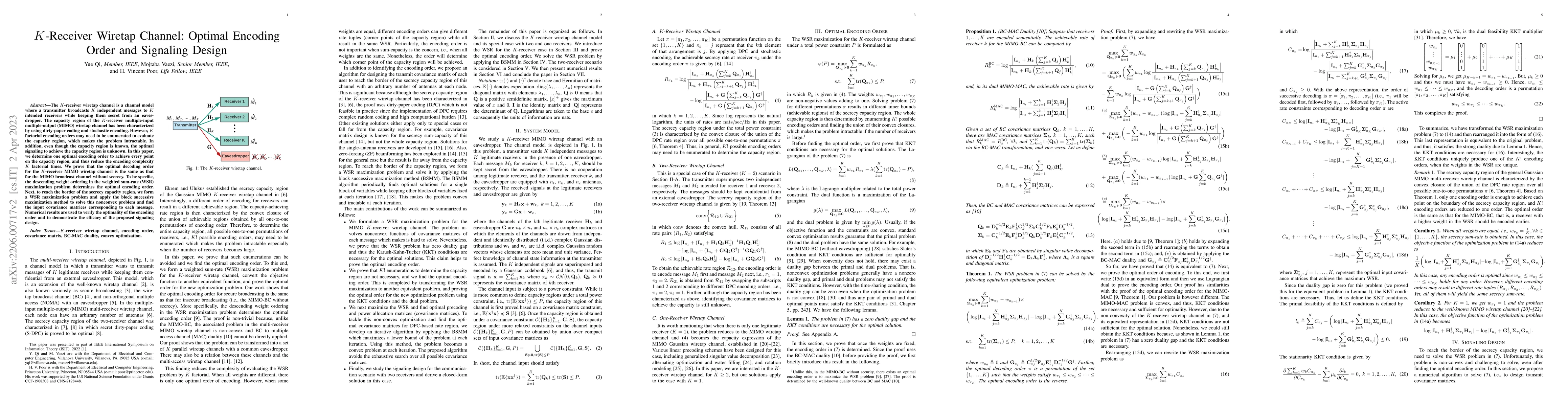 Thumbnail for K-Receiver Wiretap Channel: Optimal Encoding Order and Signaling Design