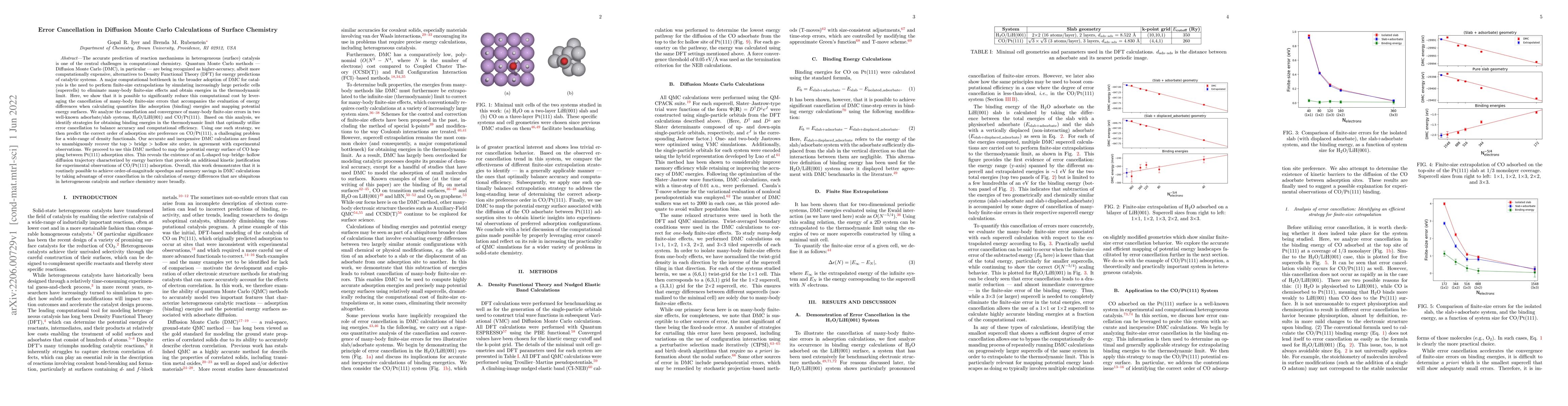 Thumbnail for Error Cancellation in Diffusion Monte Carlo Calculations of Surface
  Chemistry