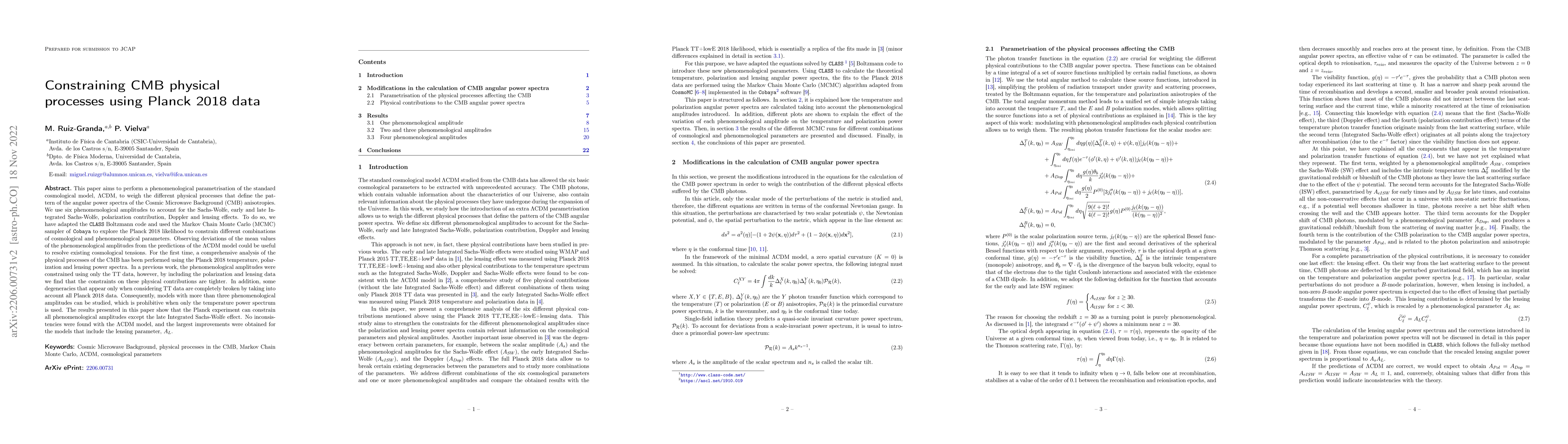 Thumbnail for Constraining CMB physical processes using Planck 2018 data