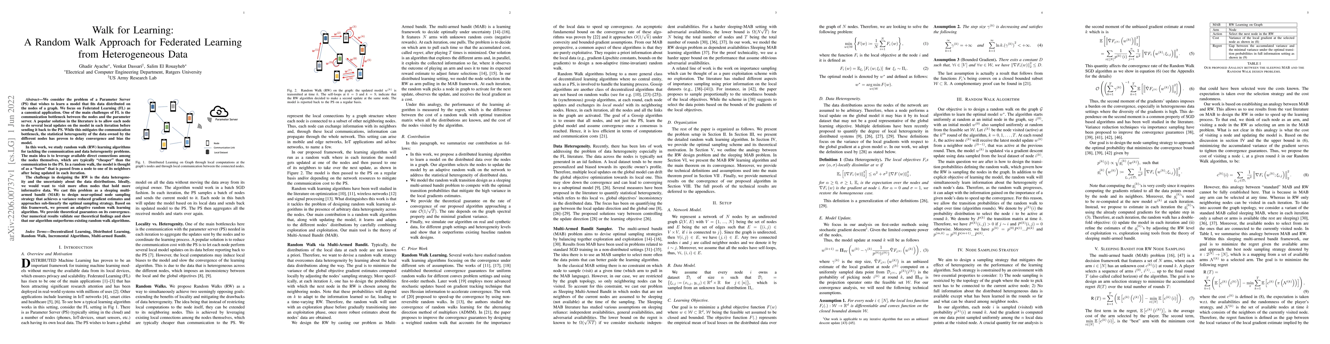 Thumbnail for Walk for Learning: A Random Walk Approach for Federated Learning from
  Heterogeneous Data