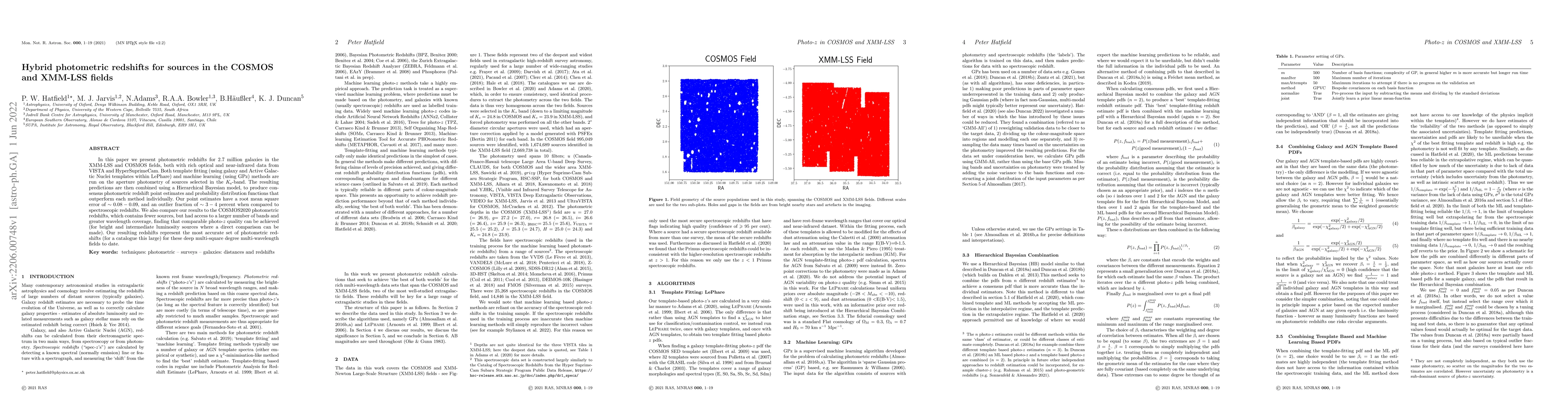 Thumbnail for Hybrid photometric redshifts for sources in the COSMOS and XMM-LSS
  fields