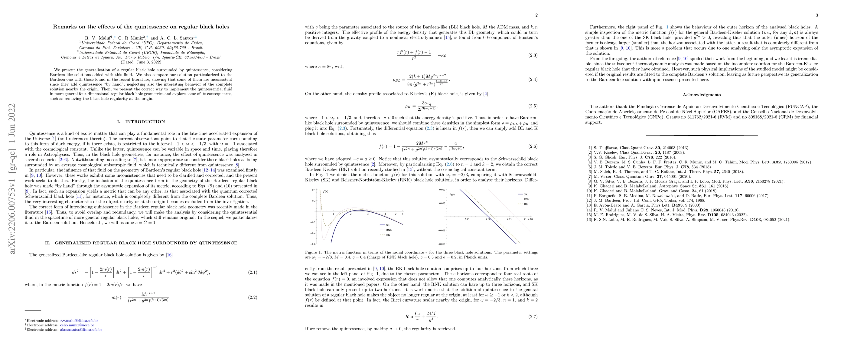 Thumbnail for Remarks on the effects of the quintessence on regular black holes