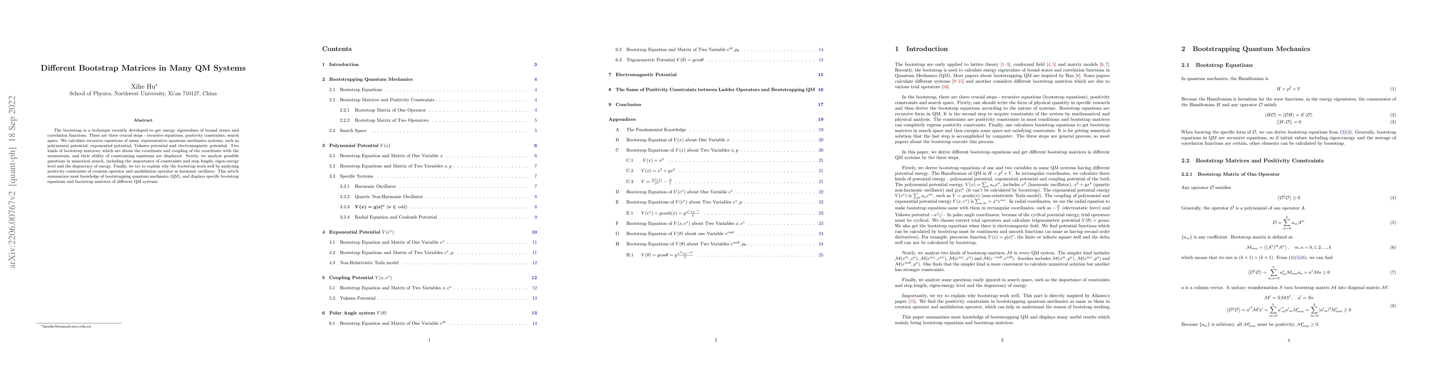 Thumbnail for Different Bootstrap Matrices in Many QM Systems