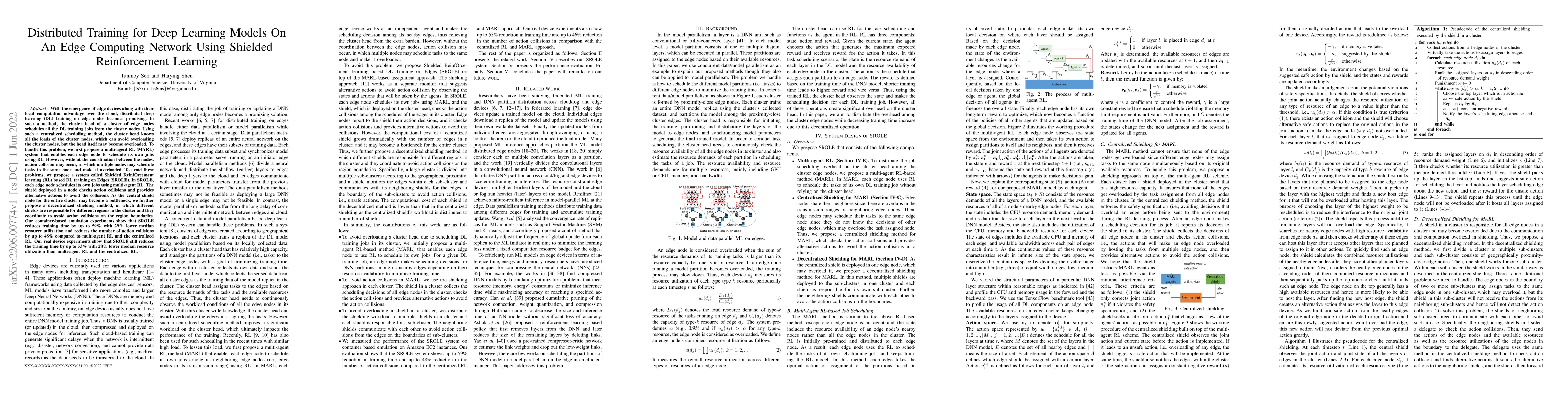 Thumbnail for Distributed Training for Deep Learning Models On An Edge Computing
  Network Using ShieldedReinforcement Learning