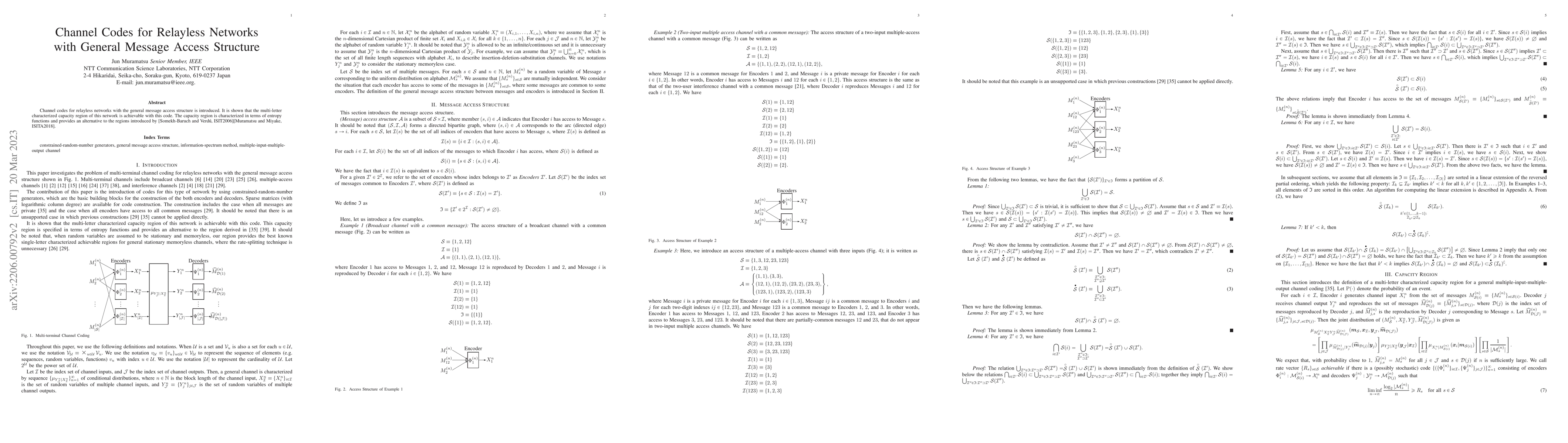 Thumbnail for Channel Codes for Relayless Networks with General Message Access
  Structure