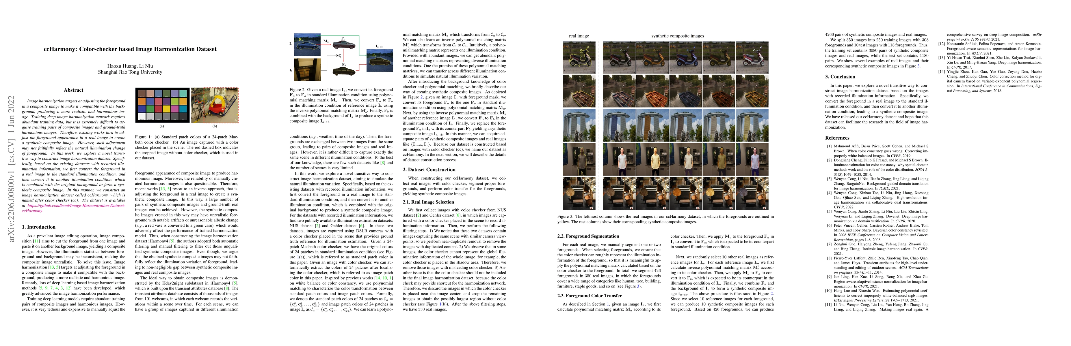 Thumbnail for CcHarmony: Color-checker based Image Harmonization Dataset