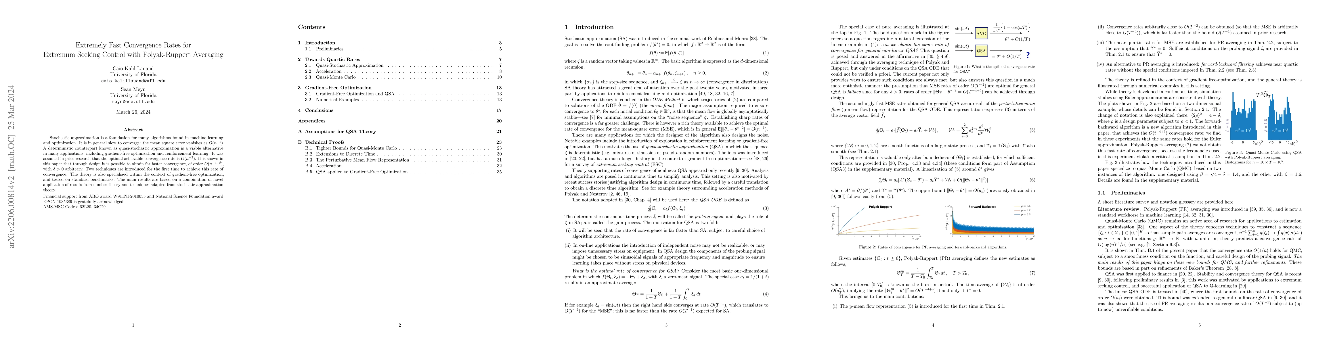 Thumbnail for Extremely Fast Convergence Rates for Extremum Seeking Control with
  Polyak-Ruppert Averaging