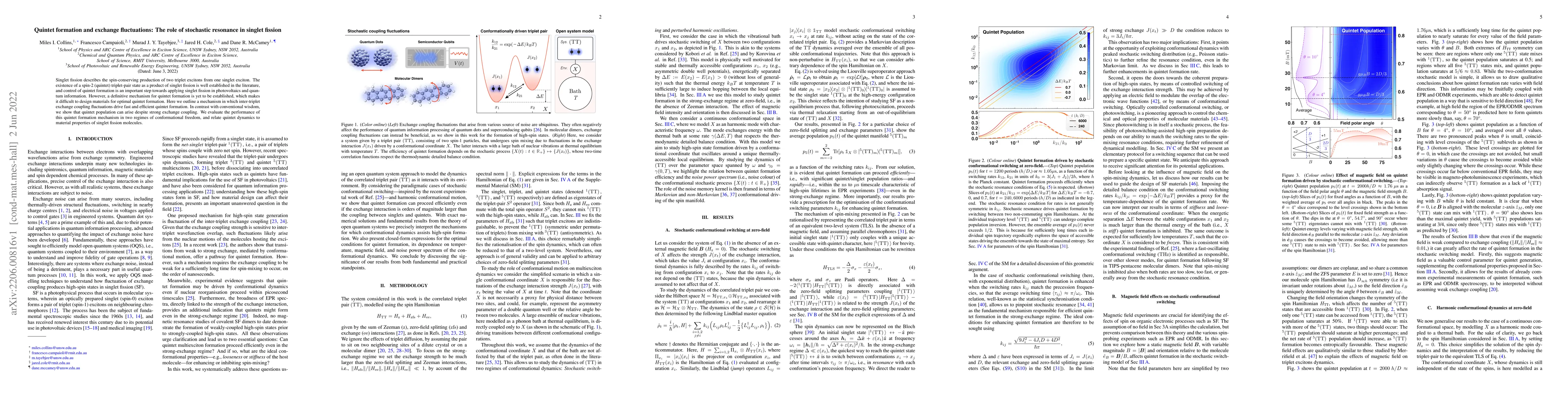 Thumbnail for Quintet formation and exchange fluctuations: The role of stochastic
  resonance in singlet fission