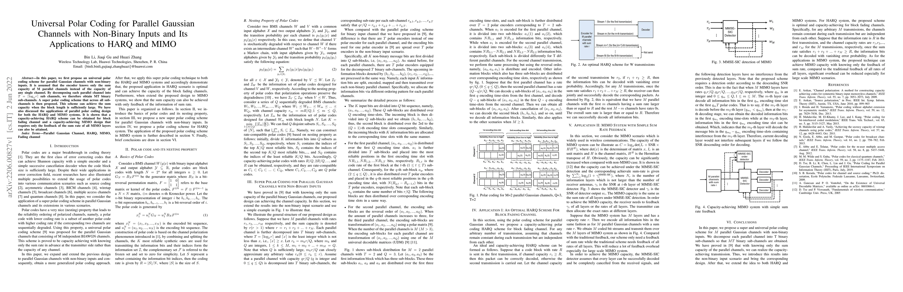 Thumbnail for Universal Polar Coding for Parallel Gaussian Channels with Non-Binary
  Inputs and Its Applications to HARQ and MIMO