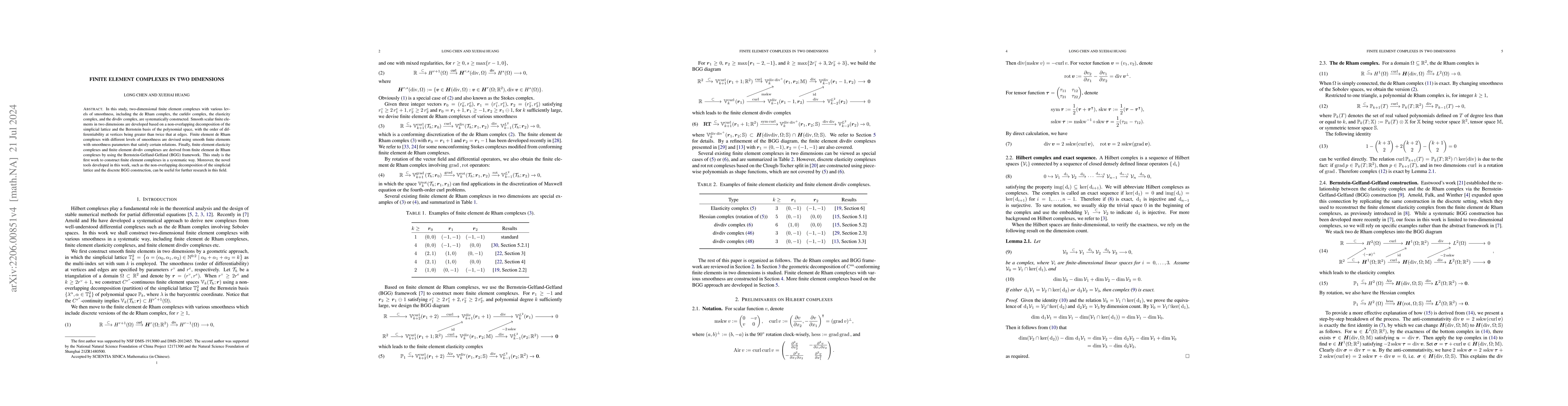 Thumbnail for Finite Element Complexes in Two Dimensions