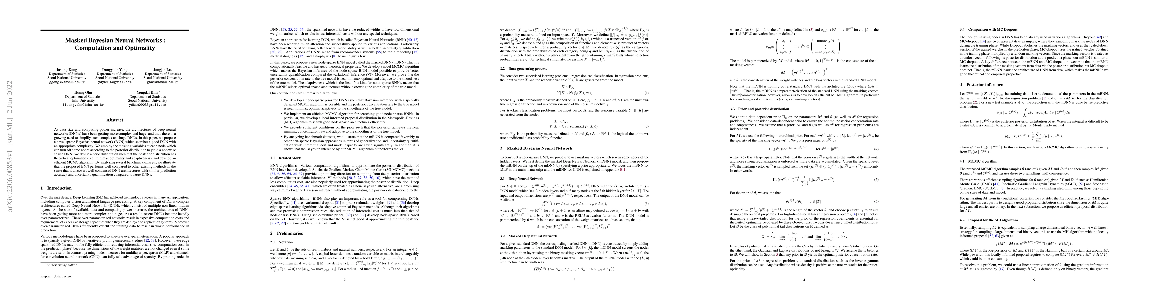 Thumbnail for Masked Bayesian Neural Networks : Computation and Optimality