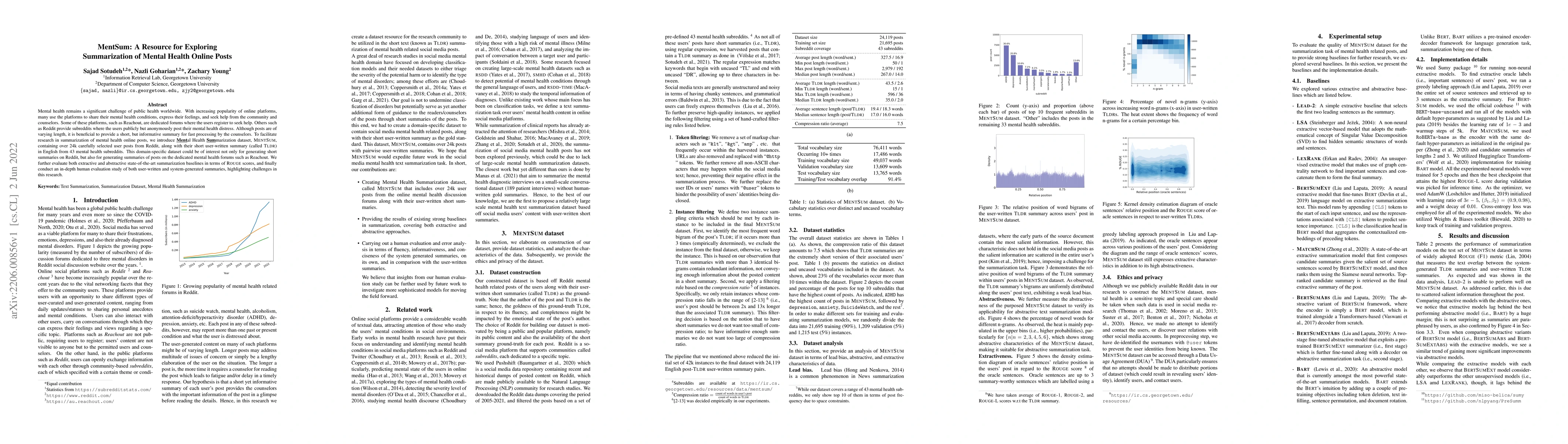 Thumbnail for MentSum: A Resource for Exploring Summarization of Mental Health Online
  Posts