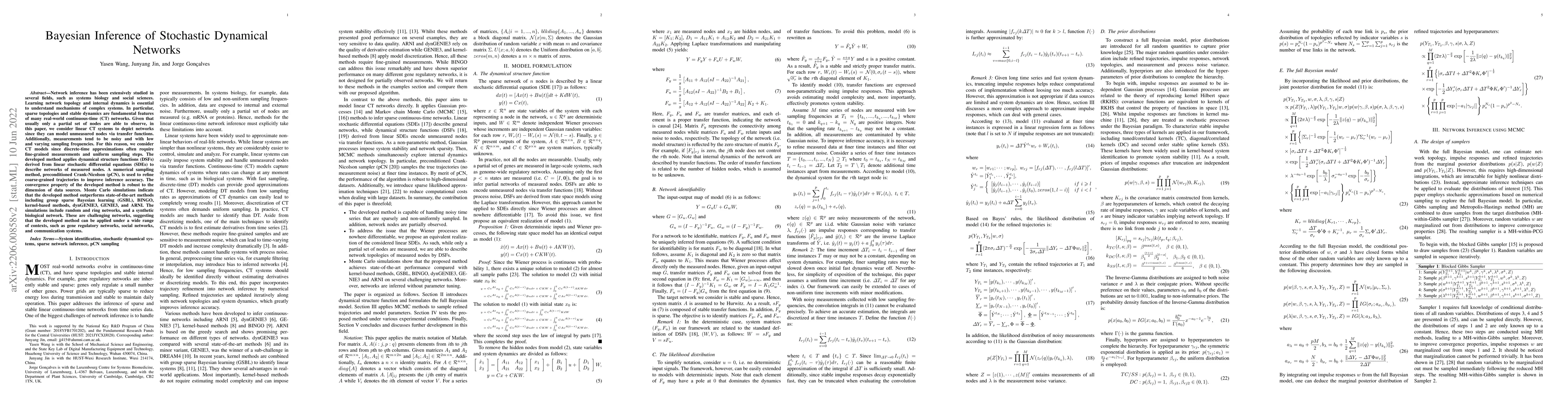 Thumbnail for Bayesian Inference of Stochastic Dynamical Networks