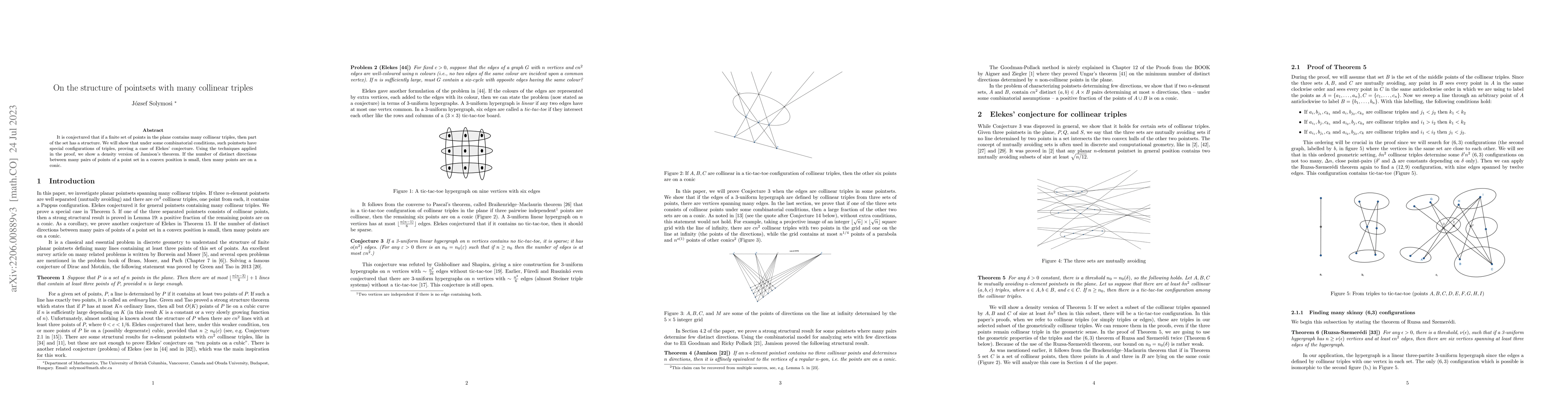 Thumbnail for On the structure of pointsets with many collinear triples