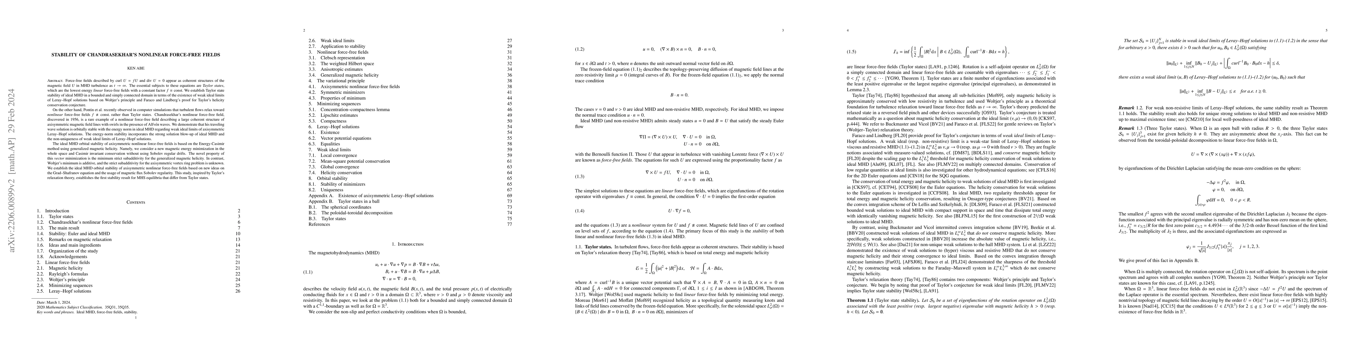 Thumbnail for Stability of Chandrasekhar's nonlinear force-free fields