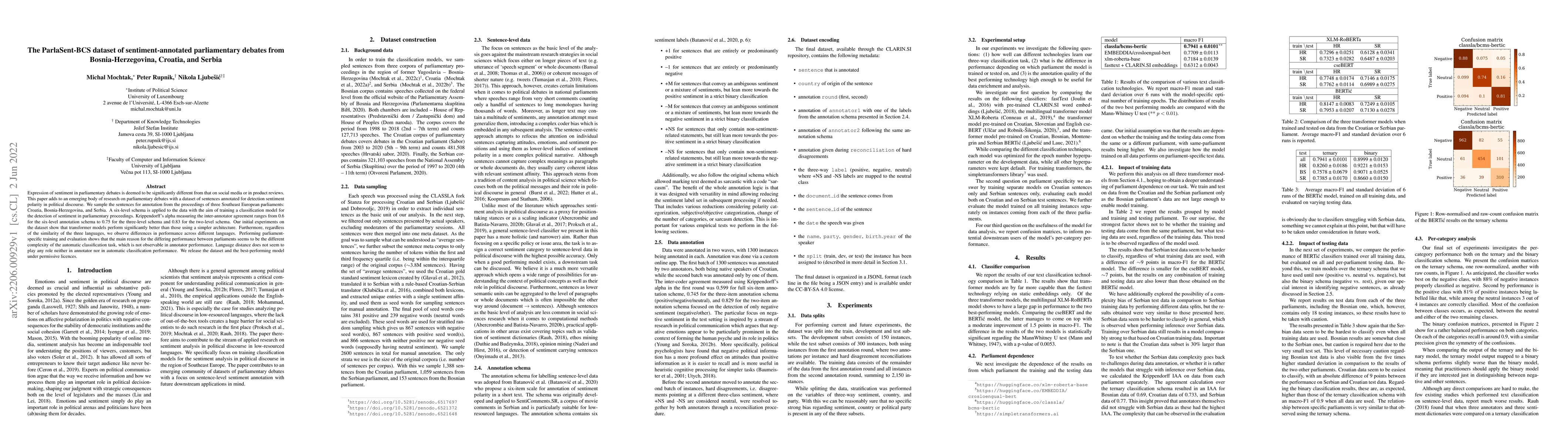Thumbnail for The ParlaSent-BCS dataset of sentiment-annotated parliamentary debates
  from Bosnia-Herzegovina, Croatia, and Serbia